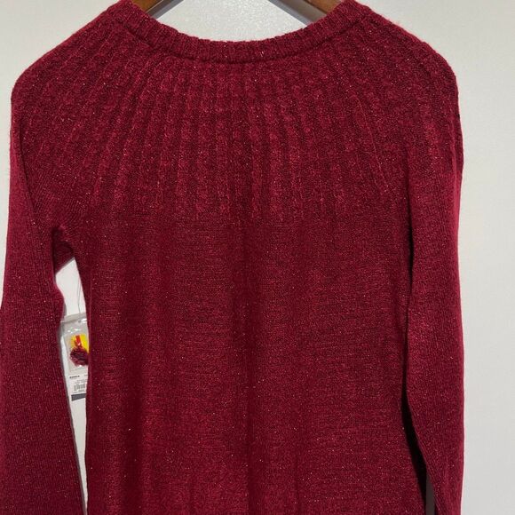 Croft & Barrow Women's Red Metallic Crew Neck Pullover Sweater Size PS NWT - Picture 4 of 8